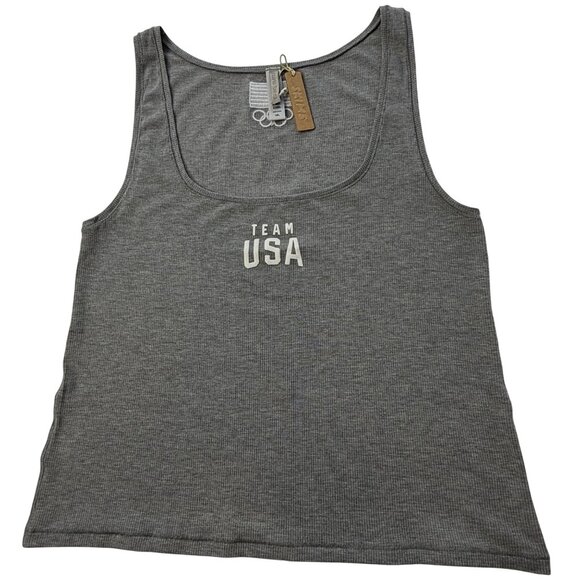SKIMS Soft Lounge Tank Top + Boxer Short Set Team USA Heather Gray 4X - Picture 2 of 12